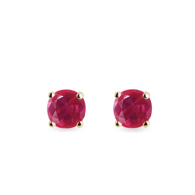 PUCES D'OREILLES EN OR ET RUBIS - BOUCLES D'OREILLES EN RUBIS - BOUCLES D'OREILLES