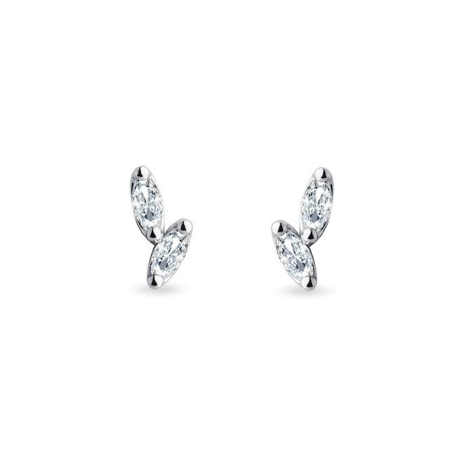 Boucles d'oreilles en or blanc 14k avec diamants marquises