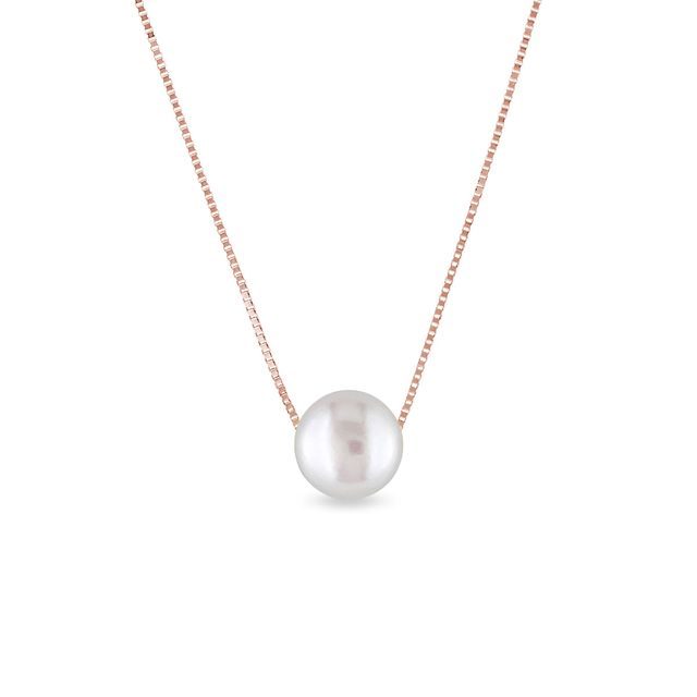 NECKLACE IN ROSE GOLD WITH FRESHWATER PEARL - PEARL PENDANTS - PEARL JEWELRY