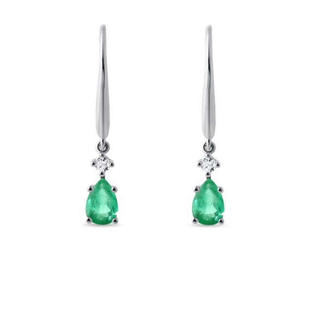 MODERN WHITE GOLD EARRINGS WITH EMERALDS AND DIAMONDS - EMERALD EARRINGS - EARRINGS