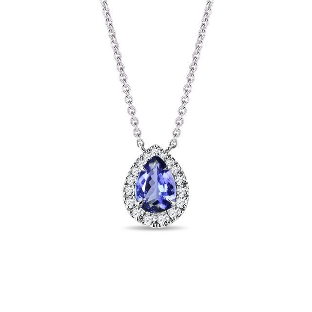 Elegantní diamantový náhrdelník s tanzanitem v bílém zlatě