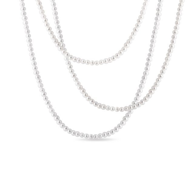 Dlhý perlový náhrdelník zo sladkovodných perál