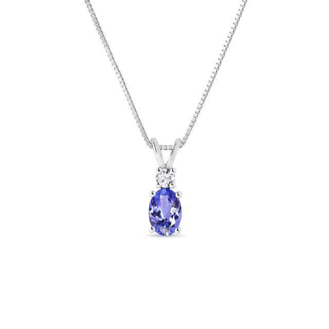 HALSKETTE MIT TANSANIT UND DIAMANT IN WEISSGOLD - KETTEN MIT TANSANIT - KETTEN