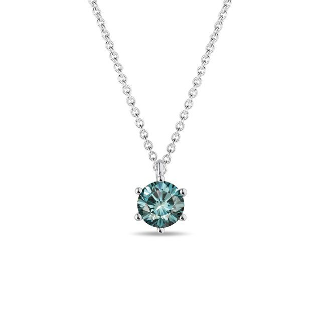 White Gold Necklace with Blue Diamond