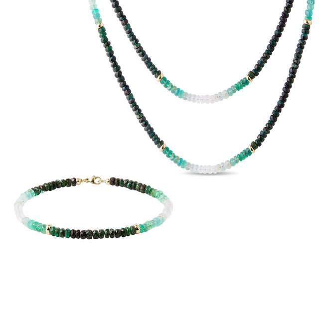 NATURAL EMERALD JEWELRY SET IN YELLOW GOLD - GEMSTONE SETS - FINE JEWELRY