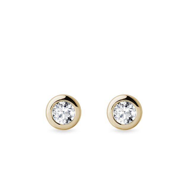 3 MM DIAMOND BEZEL EARRINGS IN YELLOW GOLD - DIAMOND STUD EARRINGS - EARRINGS