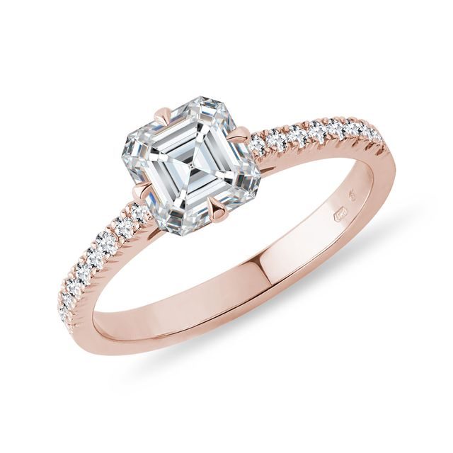 BAGUE DE FIANÇAILLES EN OR ROSE, AVEC DIAMANT ASSCHER - BAGUES AVEC LAB GROWN DIAMANTS - BAGUES DE FIANÇAILLES