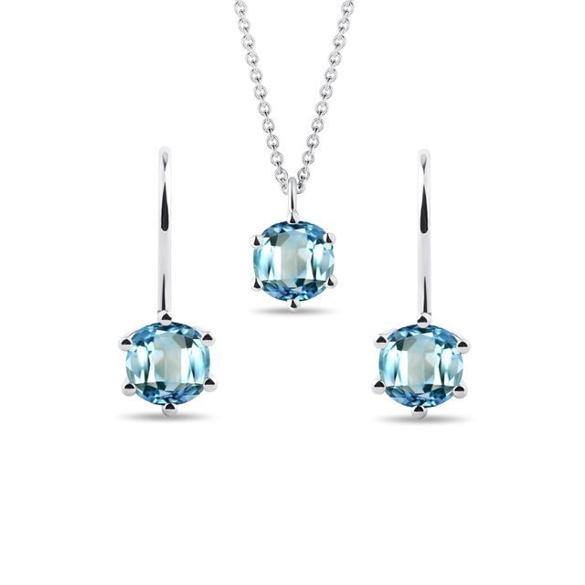 SCHMUCKSET MIT SCHWEIZER TOPAS IN WEISSGOLD - SCHMUCK SETS EDELSTEINE - SCHMUCK