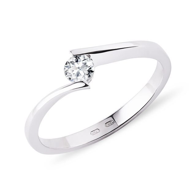 SPIRAL RING IN WHITE GOLD WITH DIAMOND - SOLITAIRE ENGAGEMENT RINGS - ENGAGEMENT RINGS