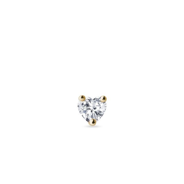 HEART DIAMOND SINGLE EARRING IN YELLOW GOLD - SINGLE EARRINGS - EARRINGS