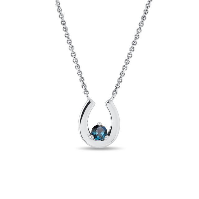 COLLIER EN OR BLANC AVEC TOPAZE LONDON BLUE - COLLIERS AVEC TOPAZE - COLLIERS