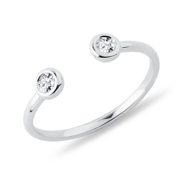 OTEVŘENÝ PRSTEN S BEZEL DIAMANTY V BÍLÉM ZLATĚ - PRSTENY S DIAMANTY - PRSTENY