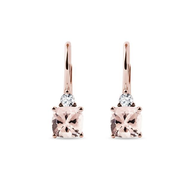 OHRRINGE AUS ROSÉGOLD MIT MORGANITEN UND DIAMANTEN - OHRRINGE MIT MORGANIT - OHRRINGE