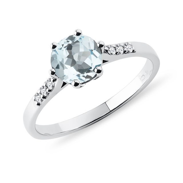 GOLDRING MIT AQUAMARIN UND DIAMANTEN - RINGE AQUAMARIN - RINGE