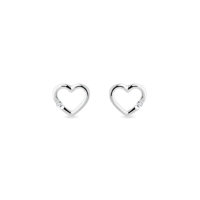 Diamond heart earrings in white gold