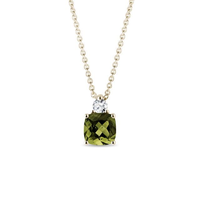 MOLDAVIT ANHÄNGER IN GELBGOLD - KETTEN MIT MOLDAVIT - KETTEN