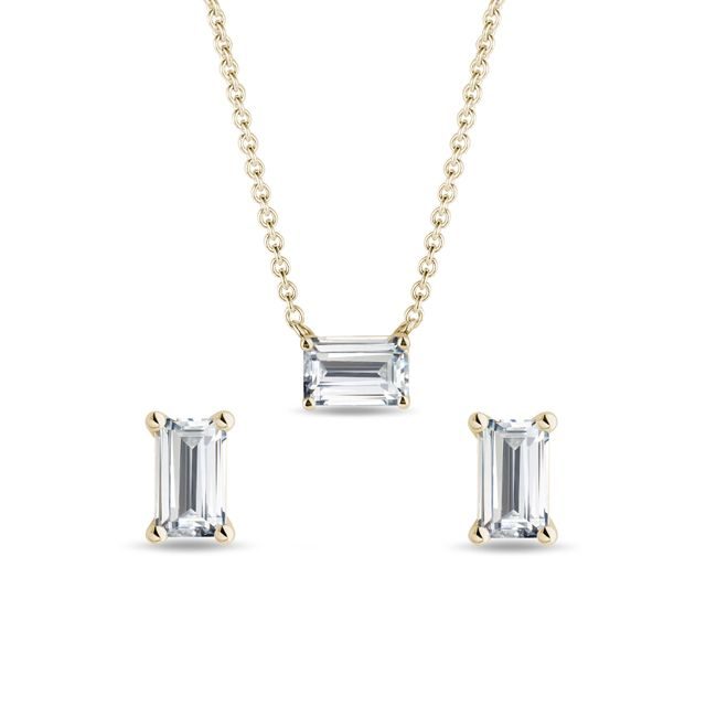 BIJOUX SERTIS DE DIAMANTS ÉMERAUDES EN OR JAUNE - ENSEMBLES DE BIJOUX EN DIAMANT - BIJOUX