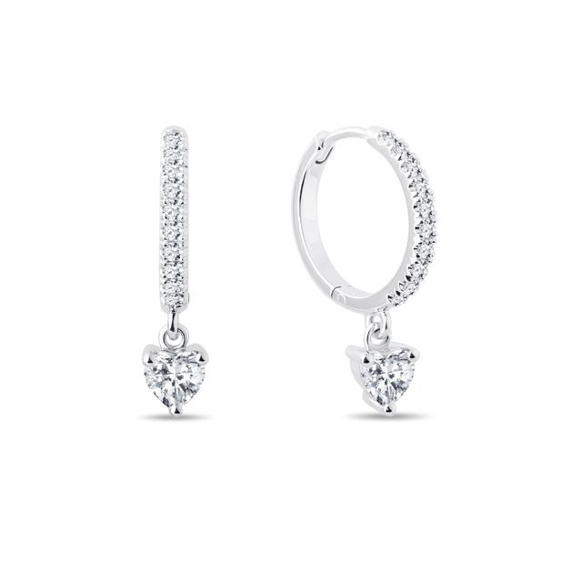 BAGUES EN DIAMANT AVEC UN CŒUR EN OR BLANC - BOUCLES D'OREILLES EN DIAMANT - BOUCLES D'OREILLES