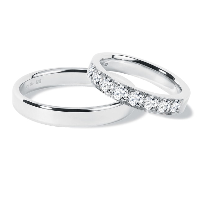 Traditional Wedding Rings in White Gold with Diamonds