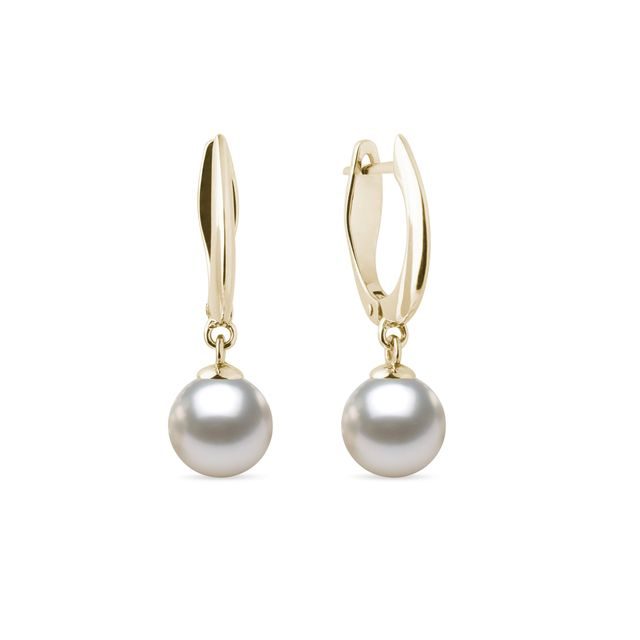 HANGING AKOYA PEARL EARRINGS IN YELLOW GOLD - PEARL EARRINGS - PEARL JEWELLERY