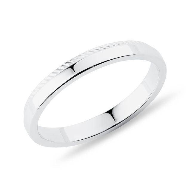 ALLIANCE POUR FEMMES EN OR BLANC ET MOTIF STRIÉ - ALLIANCES DE MARIAGE FEMMES - ALLIANCES DE MARIAGE