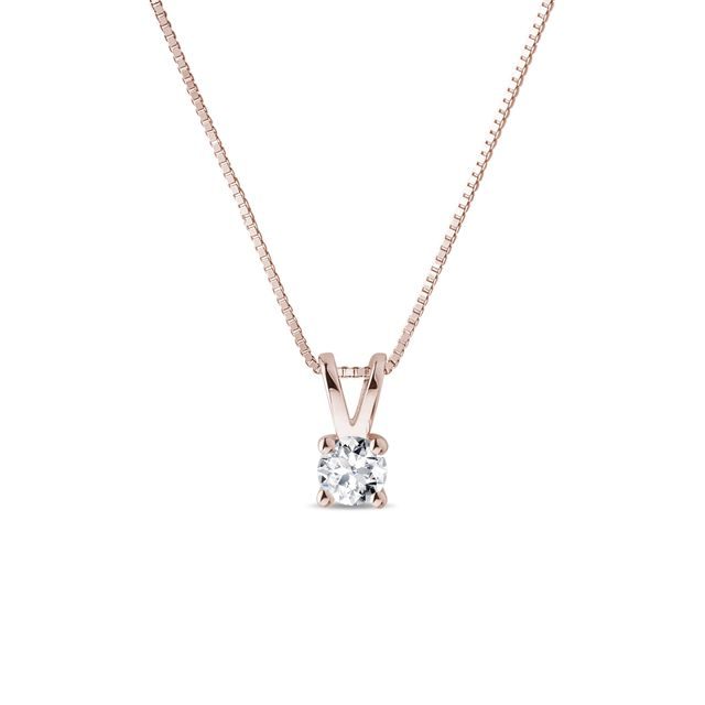 CLASSIC DIAMOND PENDANT IN PINK GOLD - DIAMOND NECKLACES - NECKLACES
