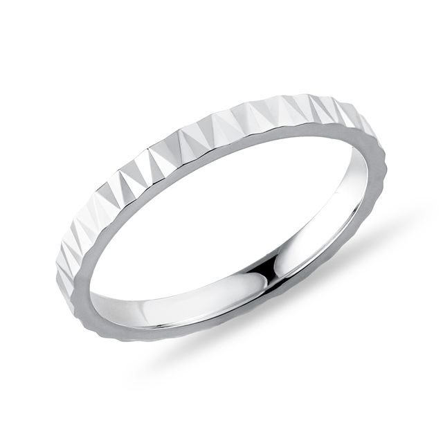 DAMENRING MIT FACETTIERTEM MUSTER AUS WEISSGOLD - RINGE WEISSGOLD - RINGE