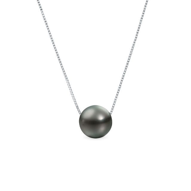 TAHITIAN PEARL NECKLACE IN WHITE GOLD - PEARL PENDANTS - PEARL JEWELRY