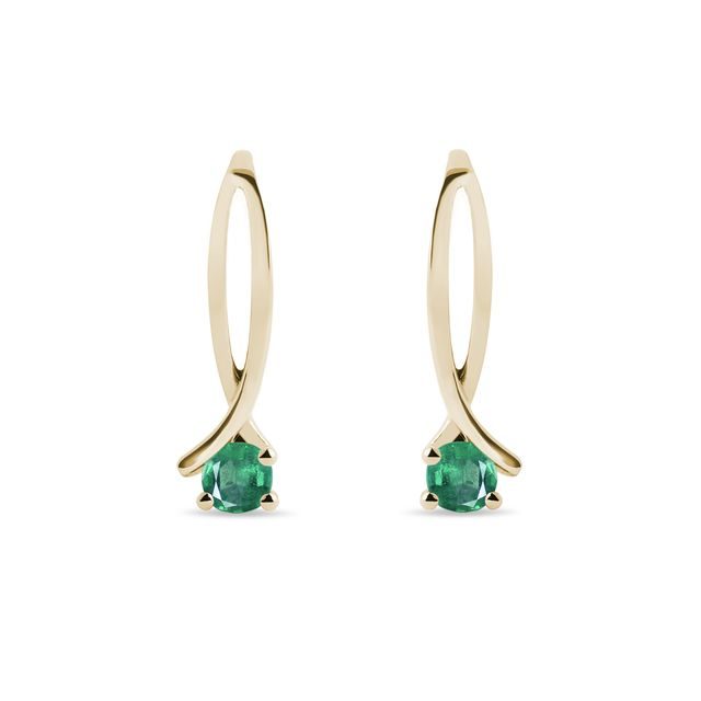 14K YELLOW GOLD EMERALD EARRINGS - EMERALD EARRINGS - EARRINGS