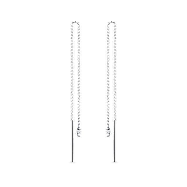 WHITE GOLD CHAIN THREADER EARRINGS WITH MARQUISE DIAMONDS - DIAMOND EARRINGS - EARRINGS