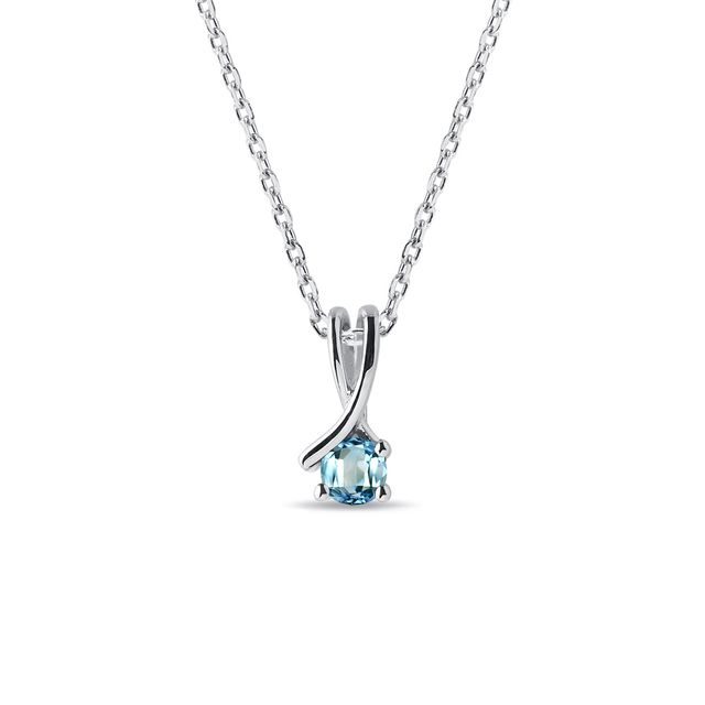 WHITE GOLD NECKLACE WITH A TOPAZ PENDANT - TOPAZ NECKLACES - NECKLACES