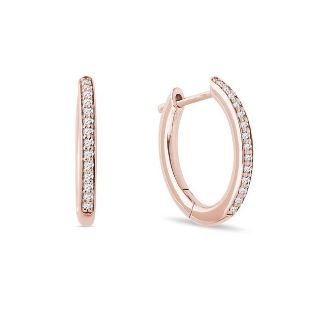 Diamond hoop earrings in pink gold