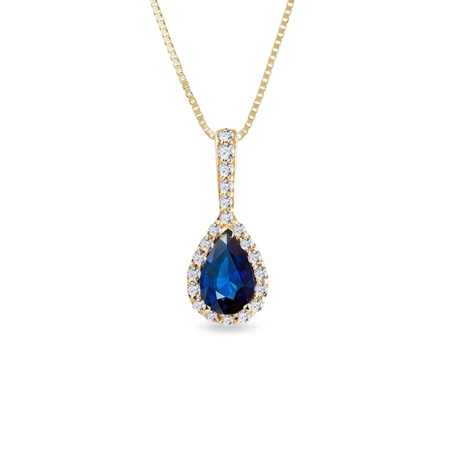 Sapphire Necklace and Diamonds in Yellow Gold