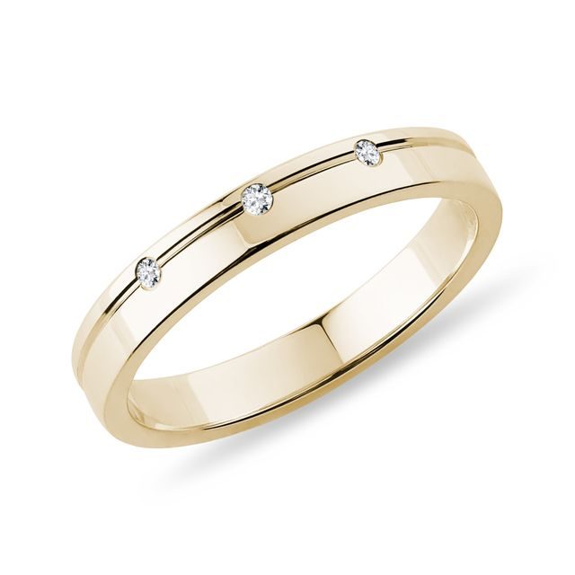 LADIES' YELLOW GOLD WEDDING RING WITH THREE DIAMONDS - WOMEN'S WEDDING RINGS - WEDDING RINGS