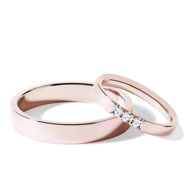 ROSE GOLD WEDDING RING SET WITH DIAMONDS - ROSE GOLD WEDDING SETS - WEDDING RINGS