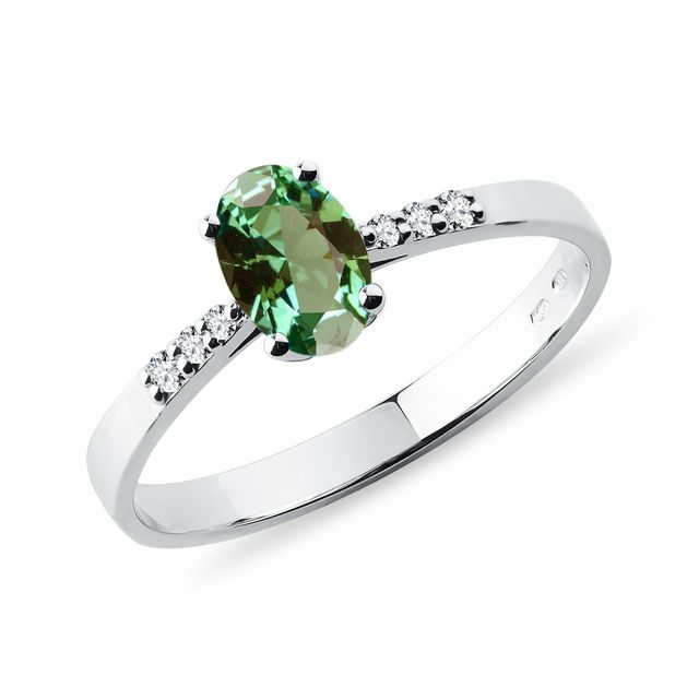 GREEN TOURMALINE RING IN 14K WHITE GOLD - TOURMALINE RINGS - RINGS