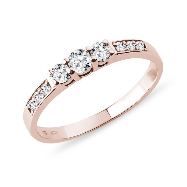 Diamond Triad Ring in Rose Gold