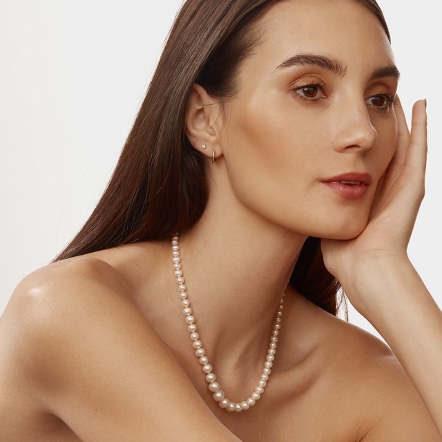 Kónický perlový náhrdelník se zlatým zapínáním | KLENOTA