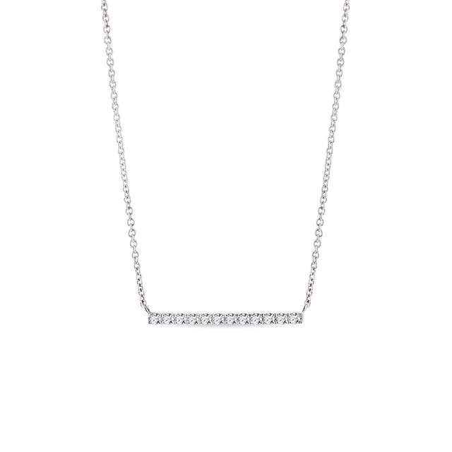 Diamond horizontal bar necklace in white gold | KLENOTA