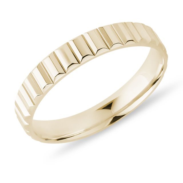 14K YELLOW GOLD TEXTURED MEN'S RING - RINGS FOR HIM - WEDDING RINGS