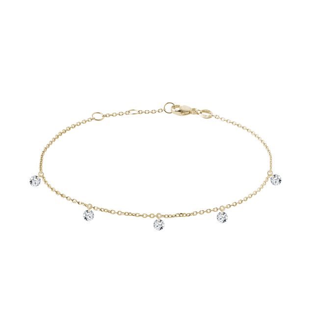 BRACELET EN OR JAUNE ET DIAMANTS DE SYNTHÈSE PERCÉS - BRACELETS AVEC DIAMANTS - BRACELETS
