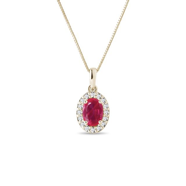 HALSKETTE MIT RUBIN UND DIAMANTEN AUS GELBGOLD - KETTEN MIT RUBIN - KETTEN