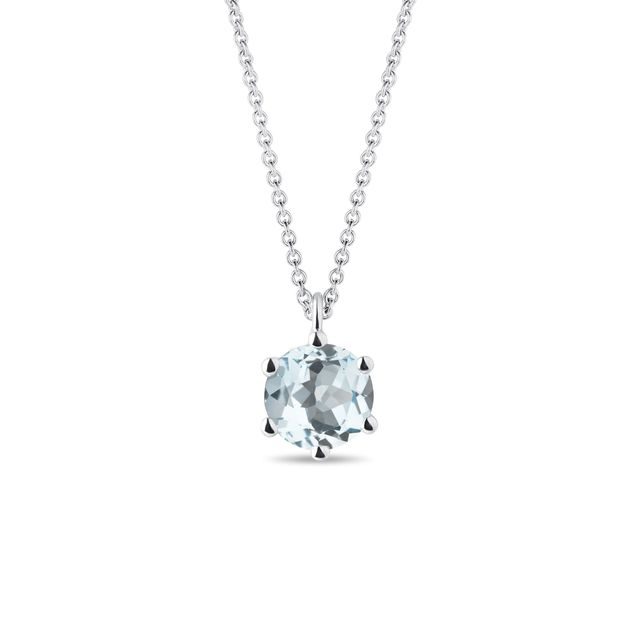 PENDENTIF EN OR BLANC AVEC AIGUE-MARINE - COLLIERS AVEC AIGUE-MARINE - COLLIERS