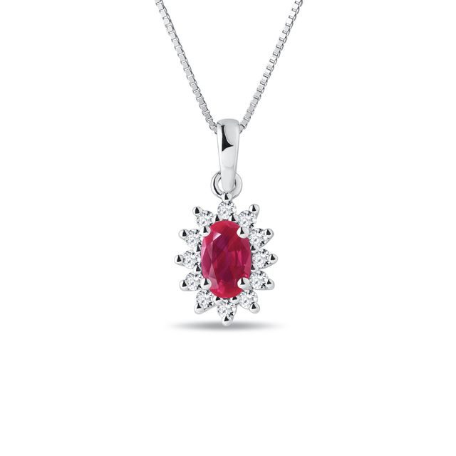 RUBY NECKLACE WITH DIAMONDS IN WHITE GOLD - RUBY NECKLACES - NECKLACES