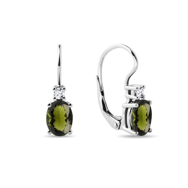 OVALE OHRRINGE MIT DIAMANTEN IN WEISSGOLD - OHRRINGE MIT MOLDAVIT - OHRRINGE
