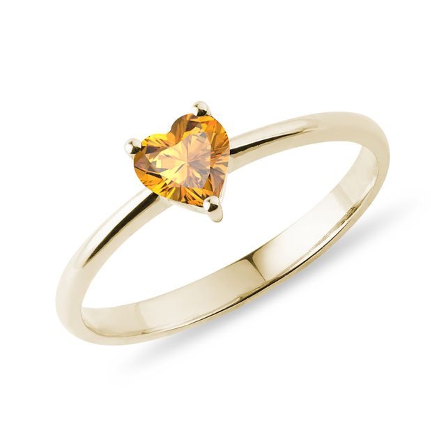 BAGUE CŒUR EN OR ET CITRINE - BAGUES EN CITRINE - BAGUES