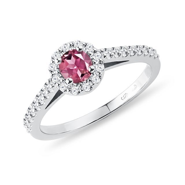 TOURMALINE AND DIAMOND ENGAGEMENT RING IN WHITE GOLD - TOURMALINE RINGS - RINGS