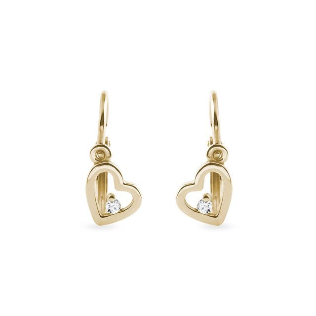 BOUCLES D'OREILLES POUR ENFANTS EN OR JAUNE AVEC DIAMANTS - BOUCLES D'OREILLES POUR ENFANTS - BOUCLES D'OREILLES