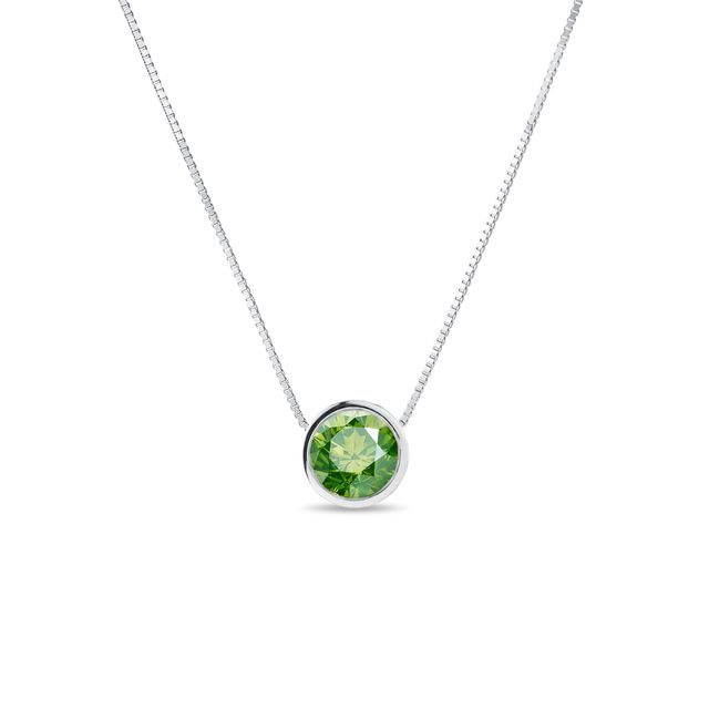GREEN DIAMOND NECKLACE IN 14K WHITE GOLD - DIAMOND NECKLACES - NECKLACES