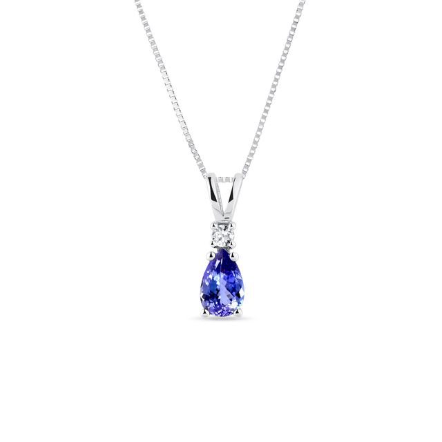 WHITE GOLD NECKLACE WITH TANZANITE - TANZANITE NECKLACES - NECKLACES